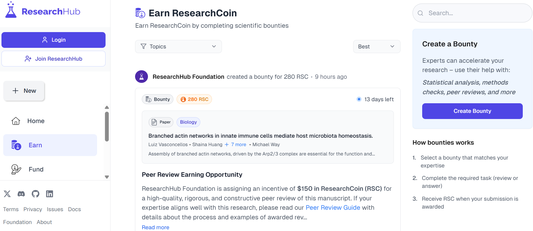 Source: ResearchHub — earning ResearchCoin ($RSC) by completing scientific bounties.